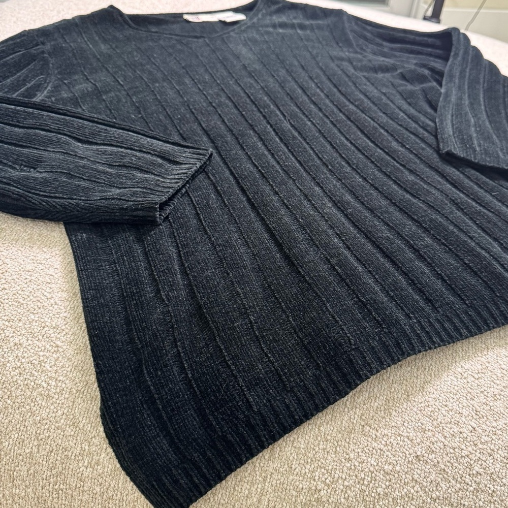 Vintage Faded Glory Black Ribbed Knit Sweater Women’s Large - Picture 3 of 8